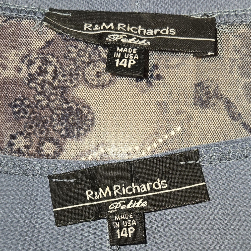 RM Richards 2 Piece 3/4 Sleeve Printed Jacket Sleeveless Dress Gray Purp… - Picture 2 of 4